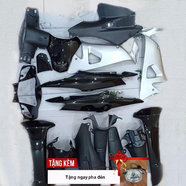  TẶNG KÈM CHIẾC PHA ĐÈN BÓNG THƯỜNG SIÊU SÁNG - có TẶNG BỘ TEM 3 lớp xịn. -  TẶNG TEM  Bộ Dàn áo nhựa xe Wave Alpha  Wave RS  Wave S100 nhựa ABS nguyên sinh màu ĐEN - 