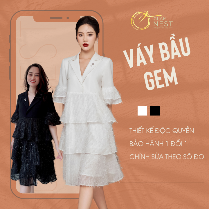 Đầm bầu dạ tiệc sang trọng thiết kế cao cấp glam nest vn024