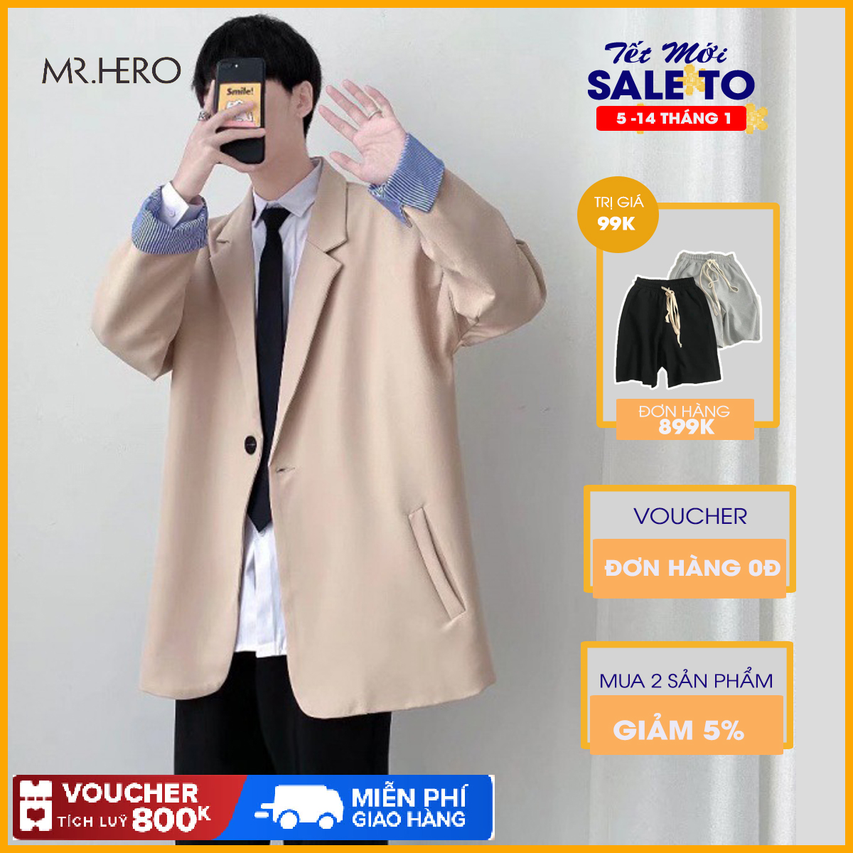 Áo Blazer Dài Tay,Áo Khoác Blazer Form Dáng Rộng Phối Tay Phong Cách Hàn Quốc Thời Trang Hero BZ12