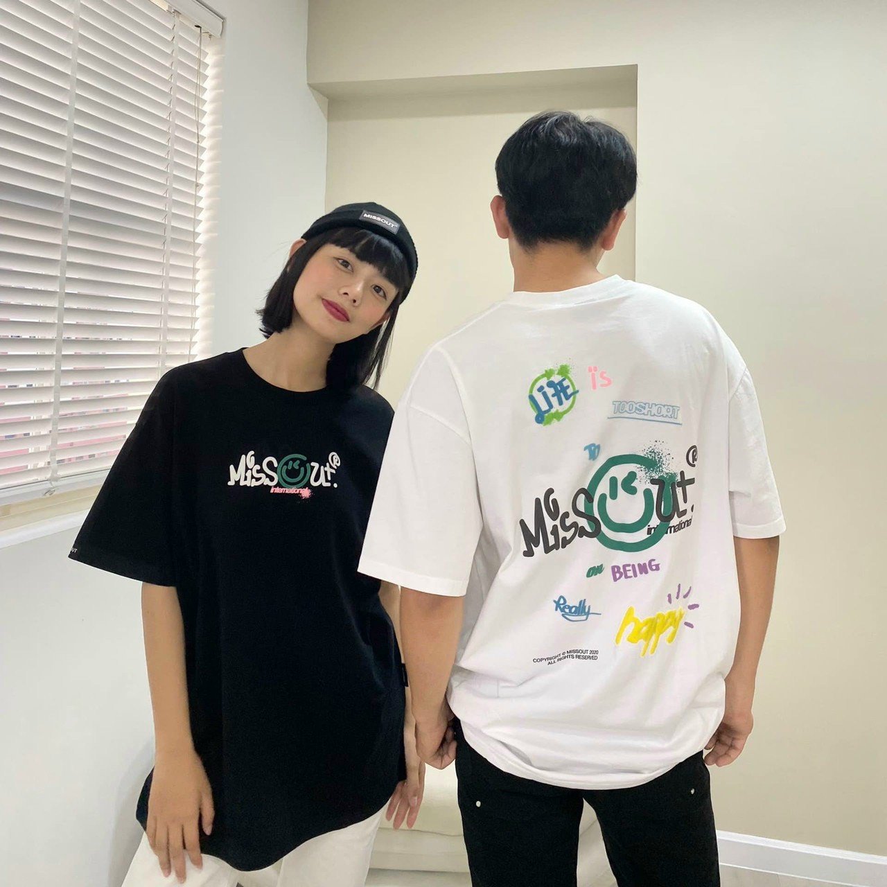 Áo thun missout tee smiley logo 2.0 unisex tay lỡ, form rộng, vải cotton thoáng mát, cao cấp - vici unisex