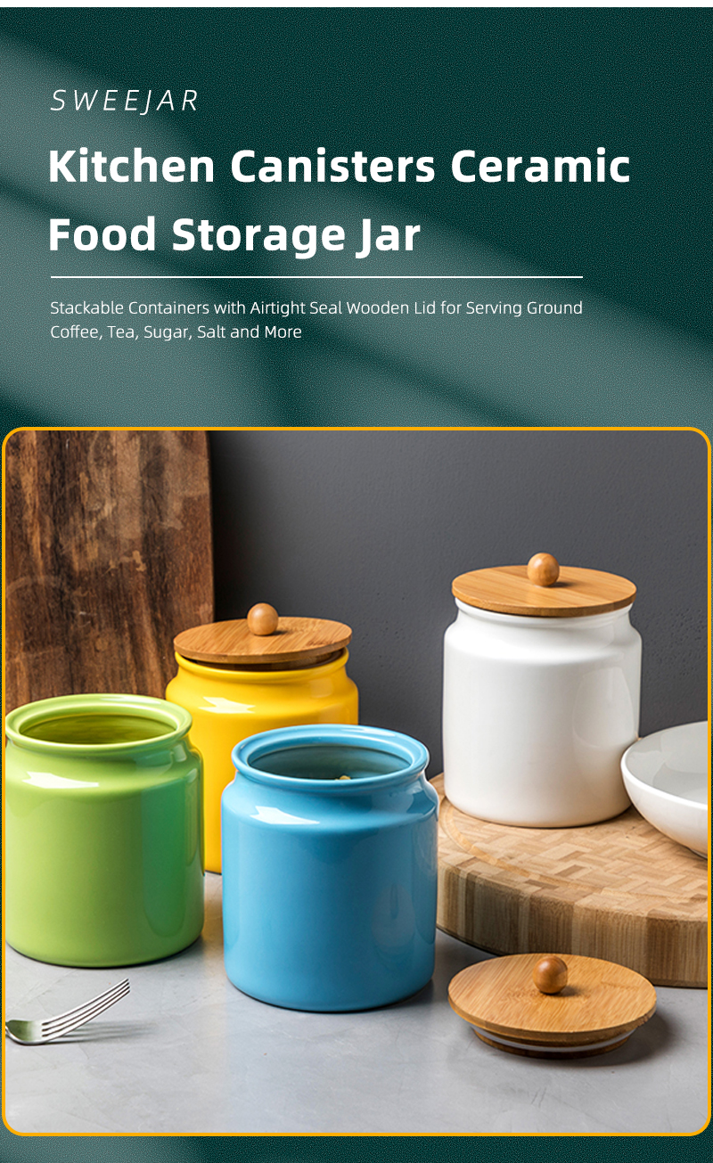 Sweejar Ceramic Canisters, Food Storage Jar Set with Airtight Seal