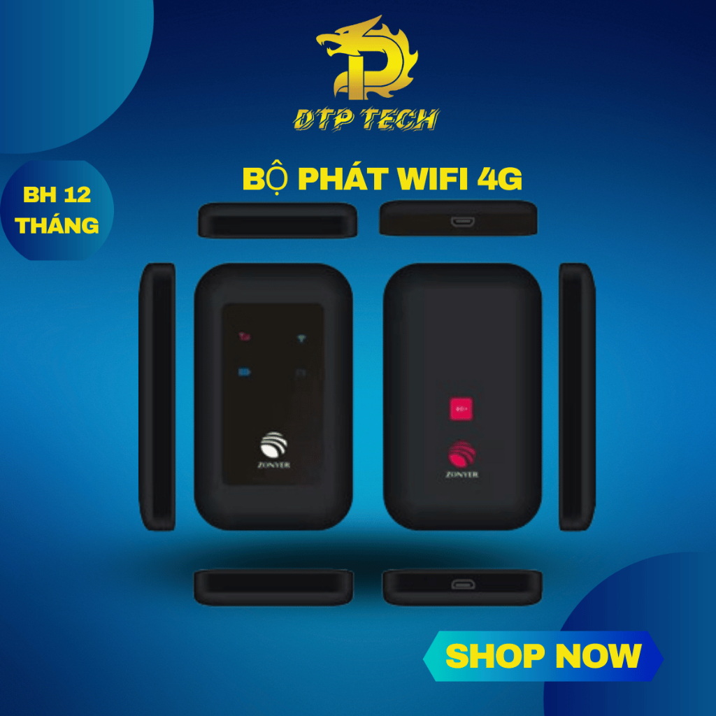 Bộ phát wifi 4g lte-advanced wi-fi di động zonyer e90 150mbps màn hình lcd