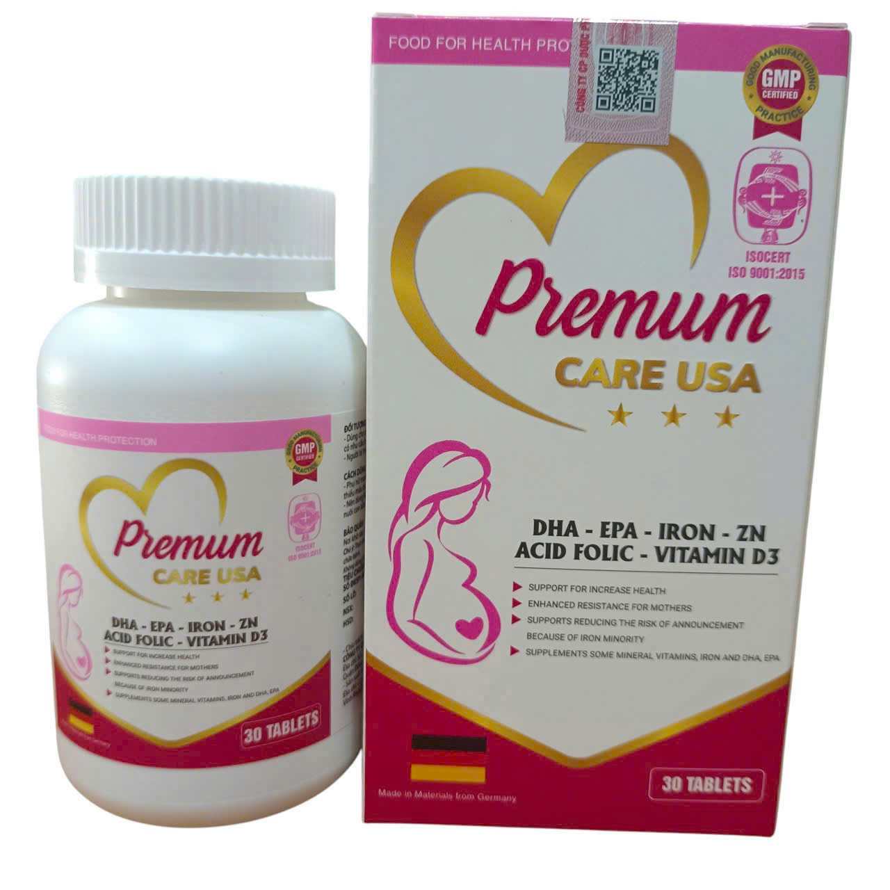 Premum Care USA SẮT FOLIC extra bổ sung sắt bổ sung vitamin dưỡng chất cho mẹ bầu và cho con bú vo ft