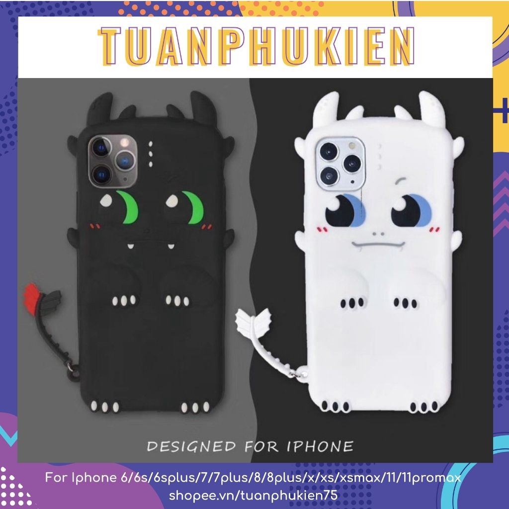 Ốp Lưng iPhone - Ốp Silicon Và Airpods Case Night Fury Light Fury