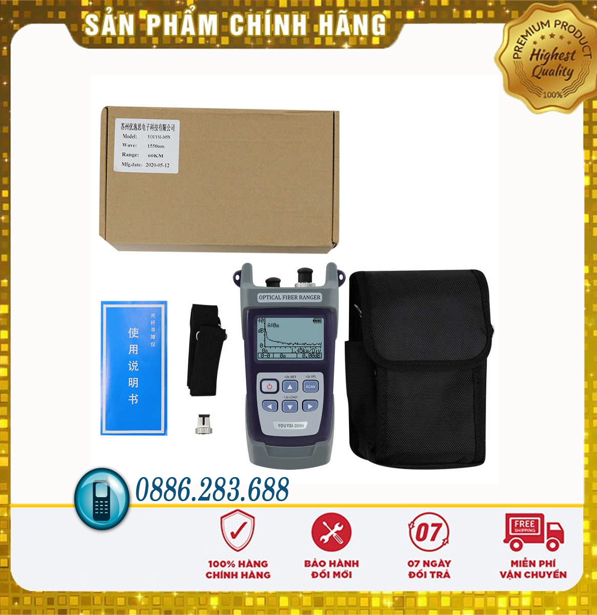 Máy đo điểm đứt cáp quang otdr youysi 305n chuẩn đo gpon sc apc