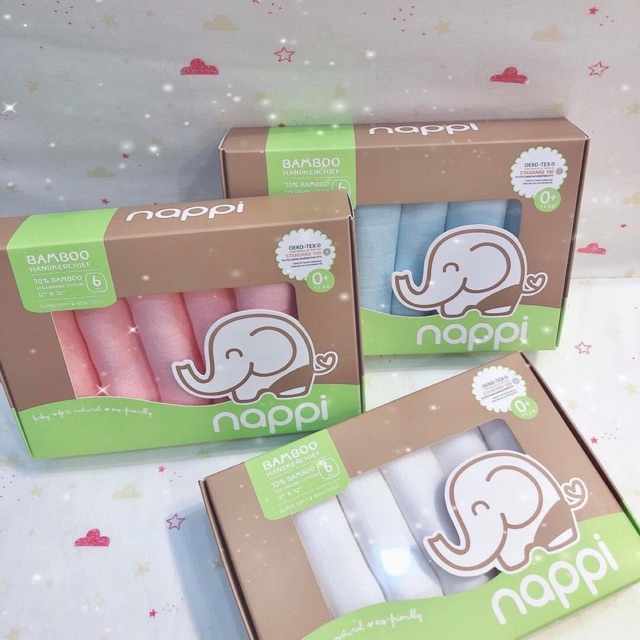 Hộp 6 khăn sữa sợi tre Nappi 30 x 30 cm, cam kết hàng đúng mô tả, chất lượng đảm bảo an toàn đến sức khỏe người sử dụng