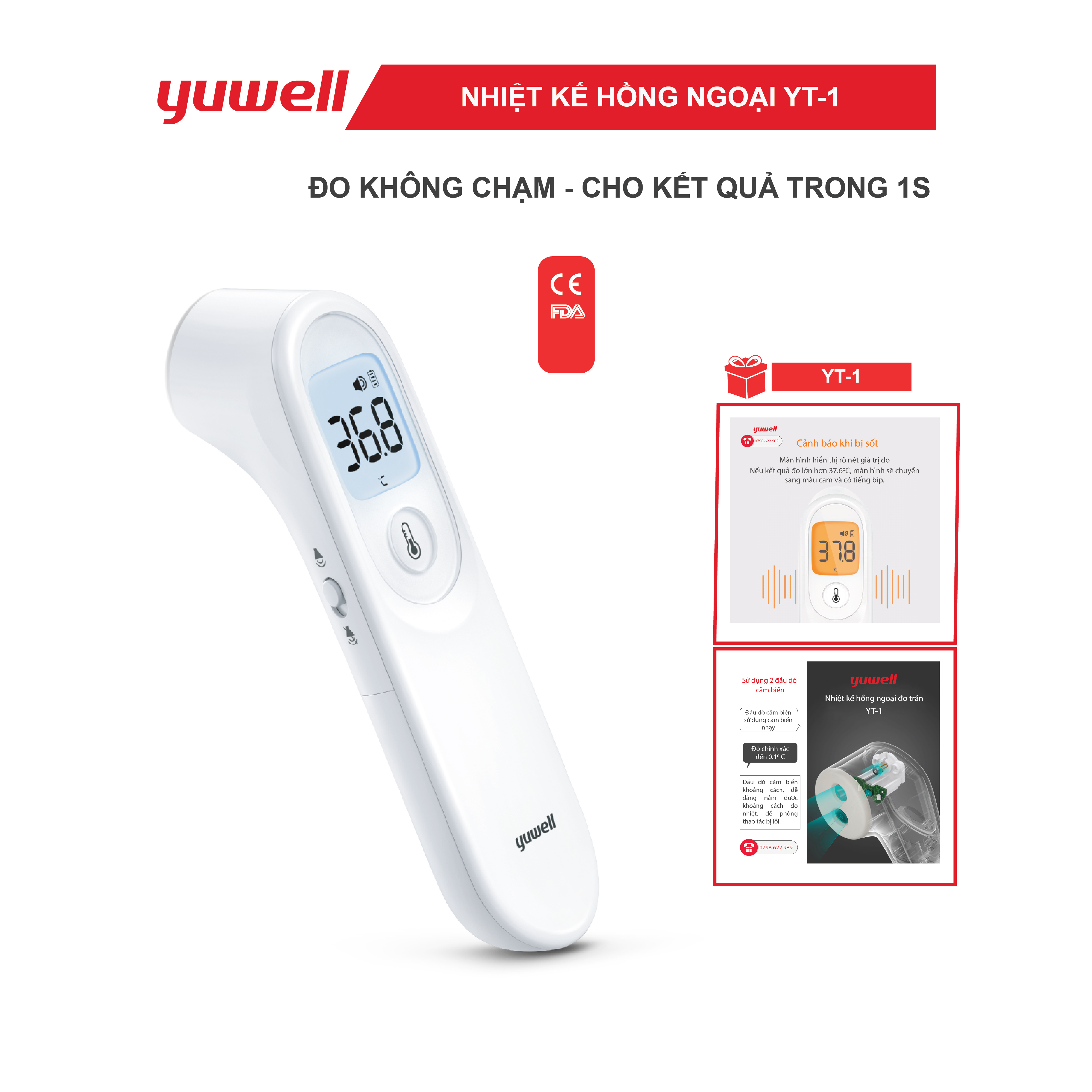 Nhiệt kế hồng ngoại đo trán Yuwell YT-1
