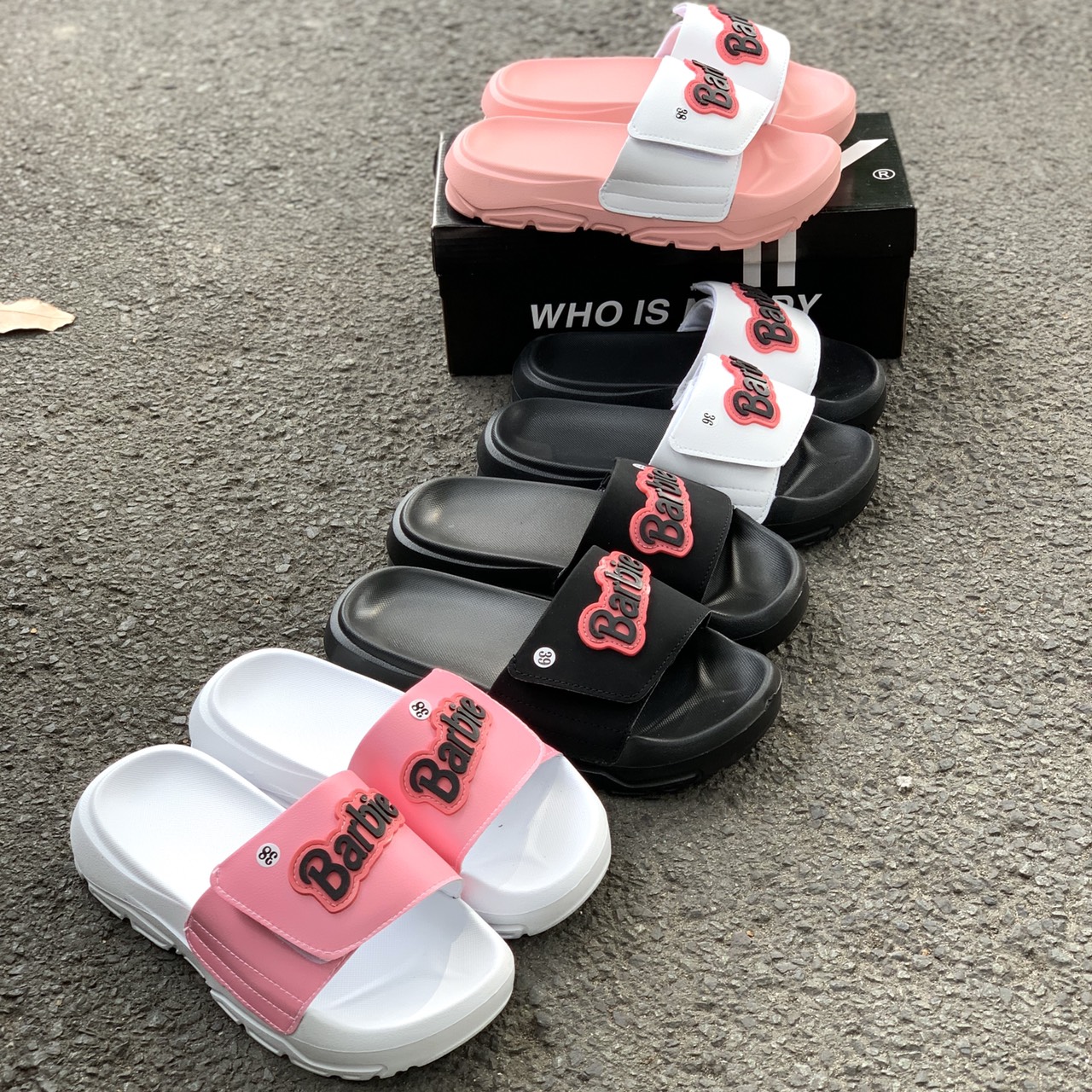 Dép Barbie Angel Nam Nữ quai ngang dán xé dễ thương xinh xỉu đế cao 4 phân _ hỗ trợ đổi size-kimngansg
