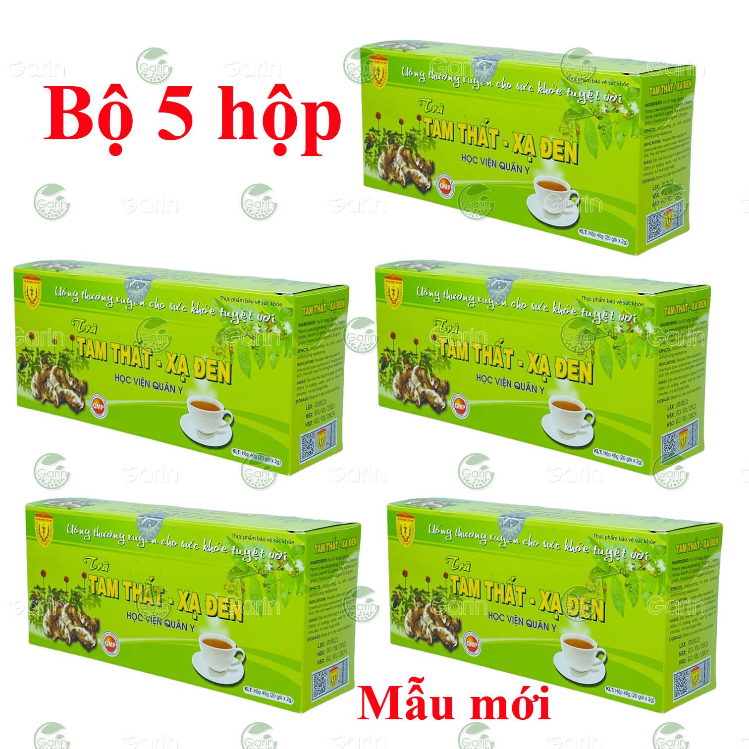 [HCM]Bộ 5 hộp Trà tam thất xạ đen Học Viện Quân Y (40g x 5) giúp tăng sức đề kháng hạn chế quá trình oxi hóa thanh lọc cơ thể