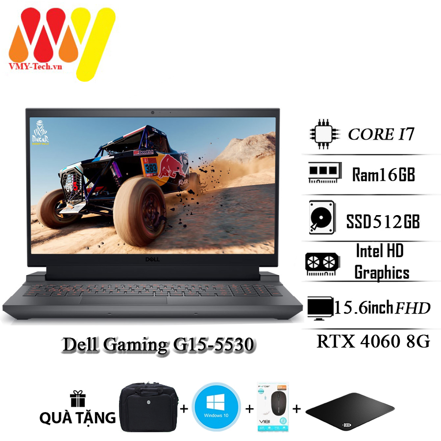 Dell Gaming Laptop G15-5530, Core i7-13650HX, 16GB Ram, 512GB SSD, RTX 4060 8GB, 15.6inch Full HD 165Hz screen, gaming laptop capable of all games