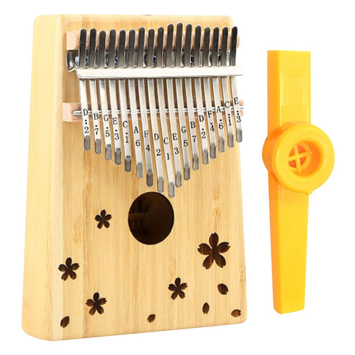 Đàn Kalimba 17 Phím Gỗ Trúc Yael Y17B-F Khắc Hoa Kèm Kèn Kazoo DreamMaker - HÀNG CÓ SẴN.