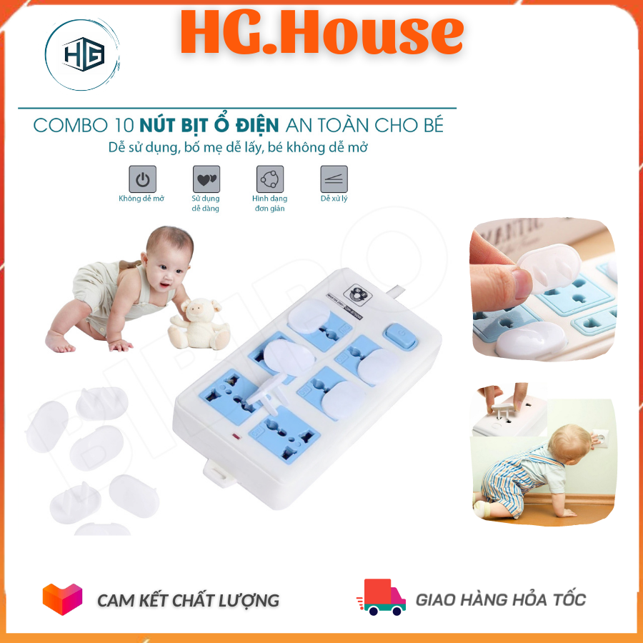 Combo 10 nút bịt ổ điện chống giật, an toàn cho bé