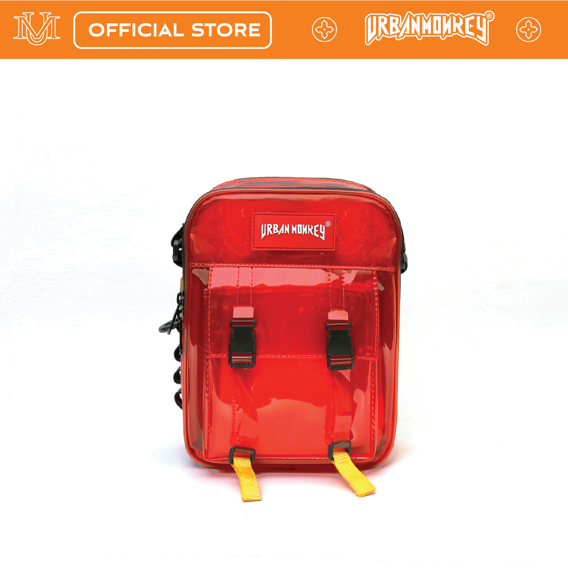 Túi đeo chéo urban monkey pvc trong suốt chống nước màu đỏ