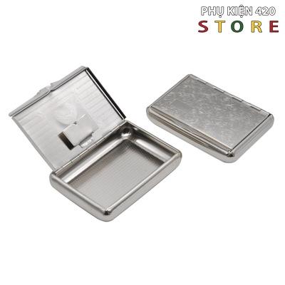 Hộp Kẹp Đựng Điếu Th uốc Thép Kim Loại Màu Bạc - Có Khắc Logo Họa Tiết - ( Hop dung kep dieu thep kim loai mini nho gon co be )