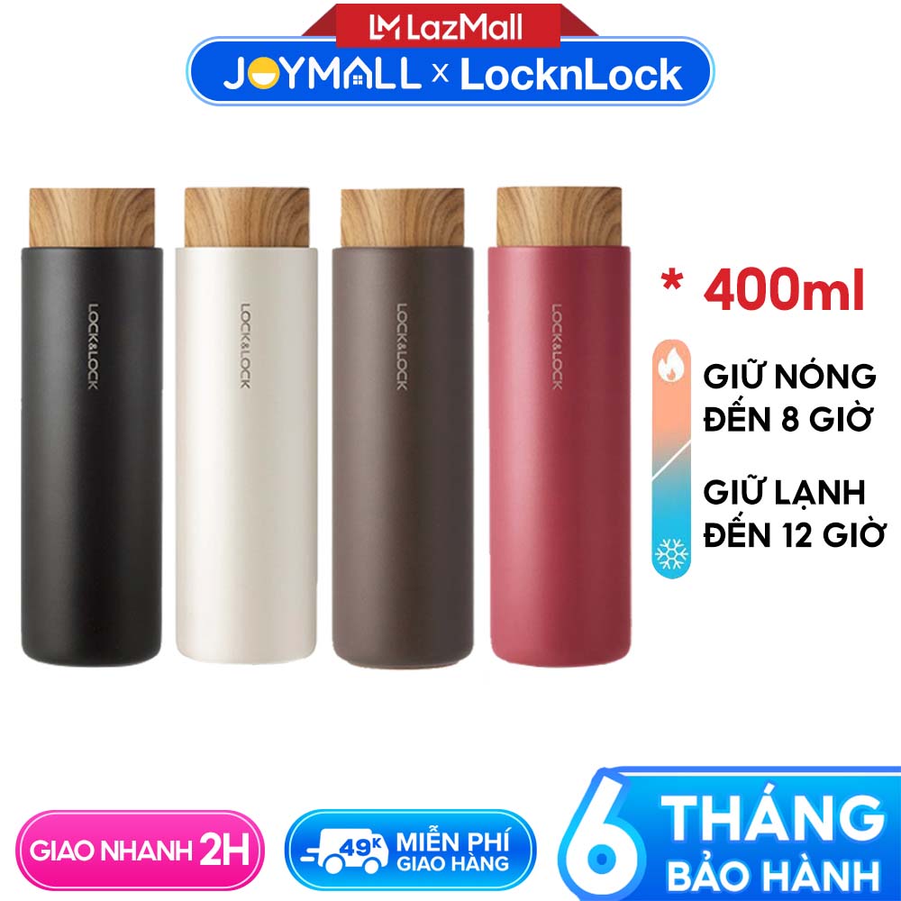  Bình giữ nhiệt Lock&Lock Flat LHC4227 400ml - Hàng chính hãng nắp nhựa kiểu gỗ ruột bằng thép không gỉ đế silicone chống trượt - JoyMall 