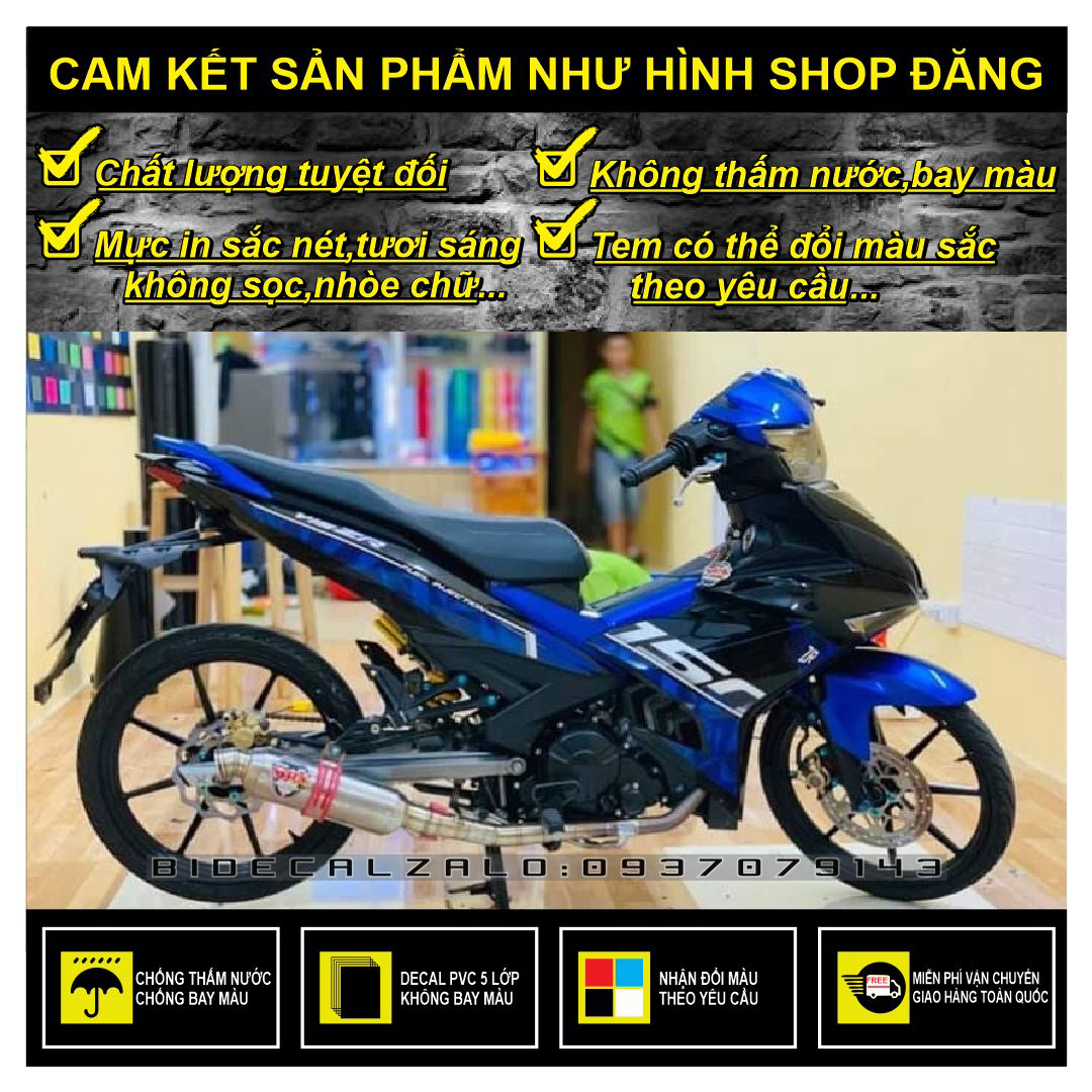 TEM RỜI EXCITER 150 Y15ZR 2019 PHỐI XANH ĐEN - DUNG DECAL 93