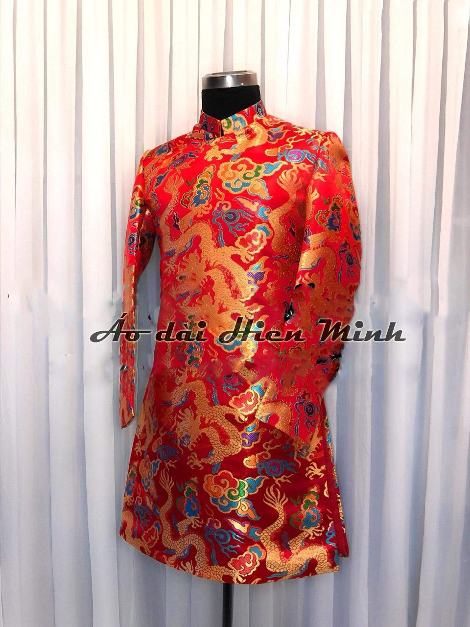 Áo dài nam cách tân Gấm cao cấp - Gấm rồng sang trọng