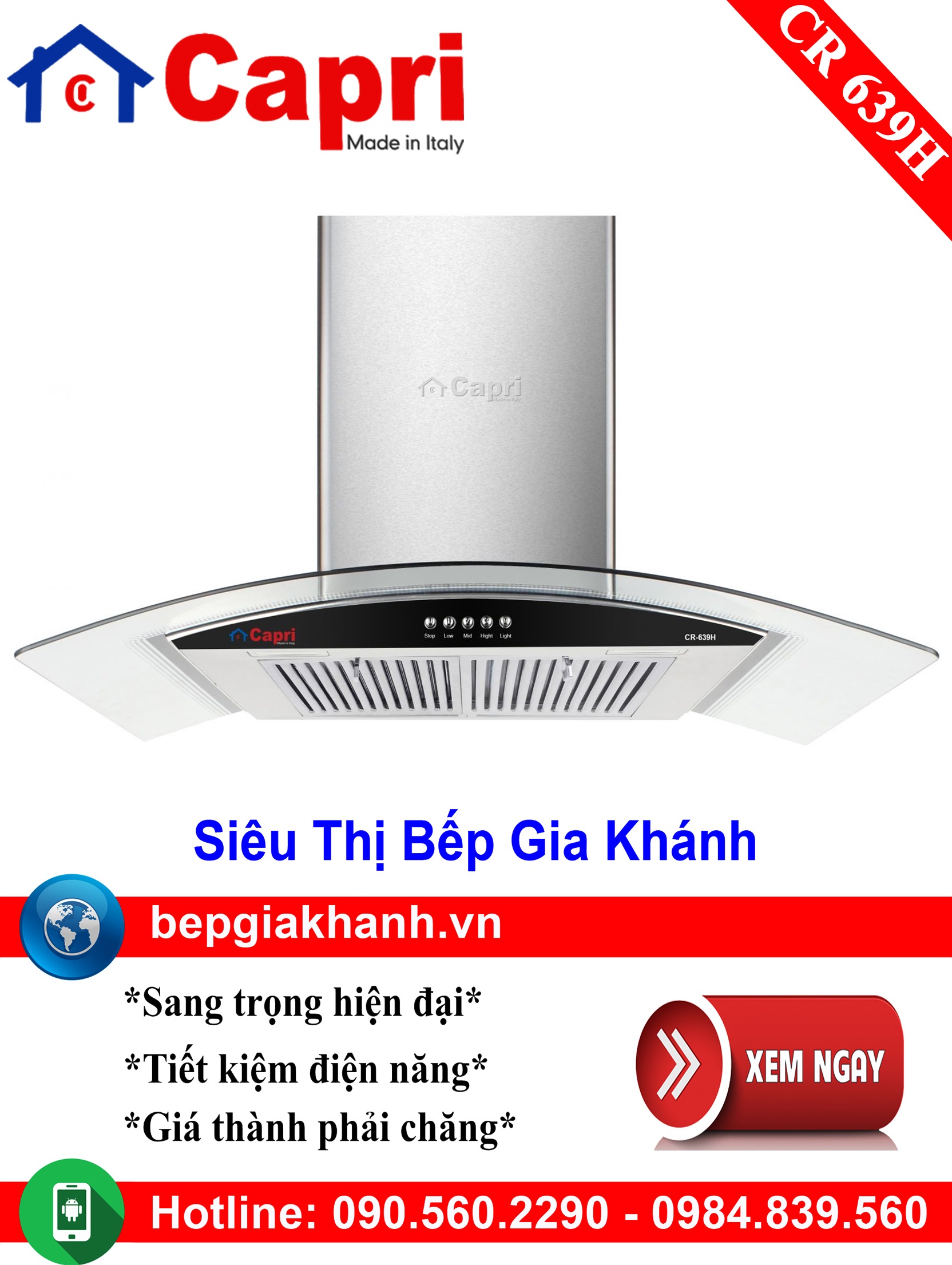 [HCM]Máy hút mùi dạng kính cong 90cm Capri CR 639H, máy hút mùi nhà bếp, máy hút mùi bếp, máy hút mùi kính cong, máy hút mùi canzy, máy hút mùi mini, máy hút mùi âm trần, máy hút mùi electrolux, may hut mui