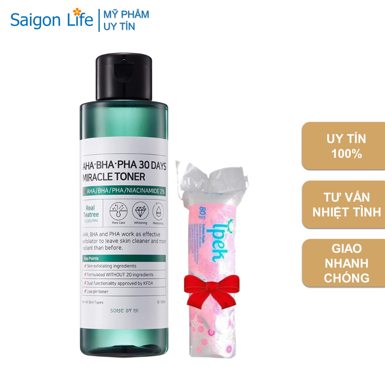 [TẶNG BÔNG] Nước Hoa Hồng Giảm Mụn Some By Mi AHA-BHA-PHA 30 Days Miracle Toner 150ml