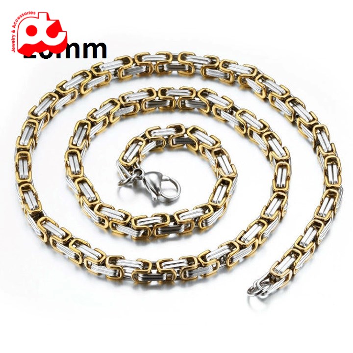 Dây chuyền nam inox thời trang kiểu ziczac mpstore kích cỡ 9mm màu trắng mạ vàng cách điệu thép không gỉ MPDCNA46