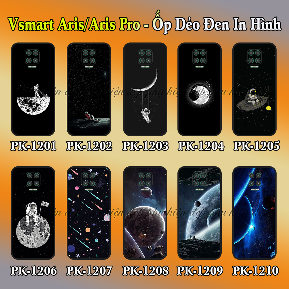 Ốp lưng Vsmart Aris/ Aris Pro dẻo đen in hình Không Gian Vũ Trụ