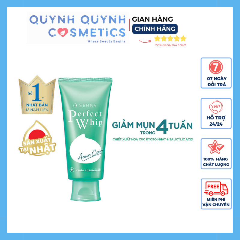 Sữa rửa mặt dành cho da mụn senka perfect whip acne care 100g