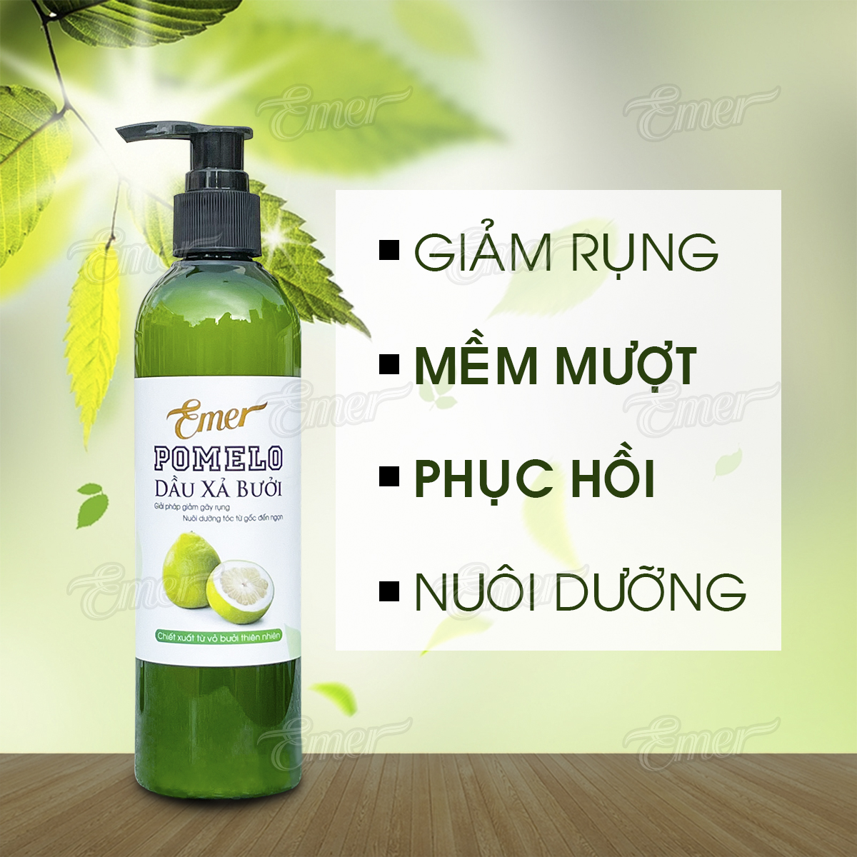 Dầu Xả Bưởi Pomelo Emer 300ml giúp giảm rụng tóc kích mọc tóc nhanh nuôi dưỡng tóc từ gốc đến ngọn cho mái tóc chắc khỏe và suôn mượt hơn Học Viện Quân Y Việt Nam
