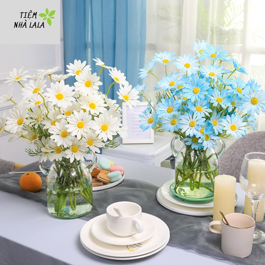 Hoa cúc họa mi giả bằng lụa cao cấp trang trí nhà cửa  cao 53 cm, màu sắc tươi sáng như thật Tiệm nhà LALA CHM1