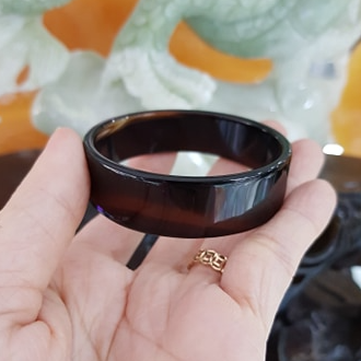 Vòng Tay Đá Mã Não Màu Đen Bản Vuông 5.4cm