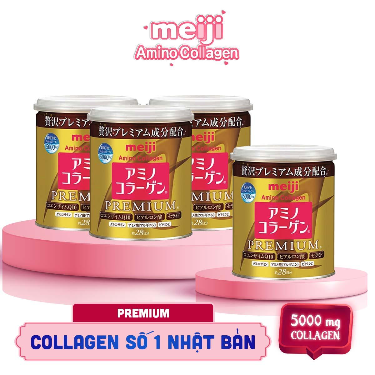 [HCM]Combo 4 hộp bột uống bổ sung Collagen - Meiji Amino Collagen Premium 200g - HSD : Tháng 06/2021