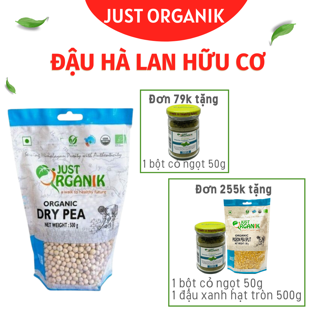 Đậu hà lan khô just organik just organik cao cấp nhập khẩu ấn độ 500g