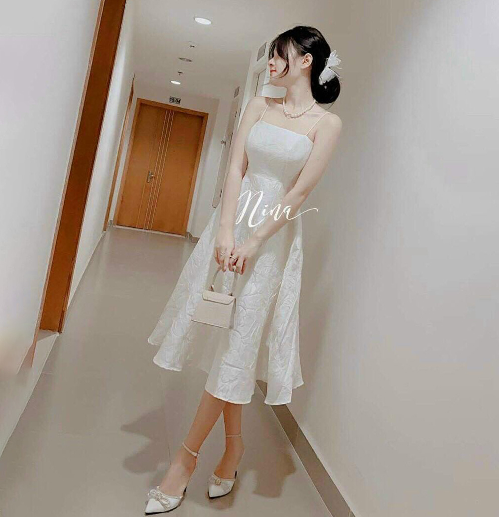 [Mẫu Hot] Đầm Váy Nữ 2 Dây Chất Gấm Hoa TAPTA Xịn Sò ( Có Mút Ngực ) Thời Trang Kiểu Cách Đi Chơi, Đi Dự Tiệc D.ONE FASHION, Mẫu Free Size (40-55Kg) Mặc Vừa