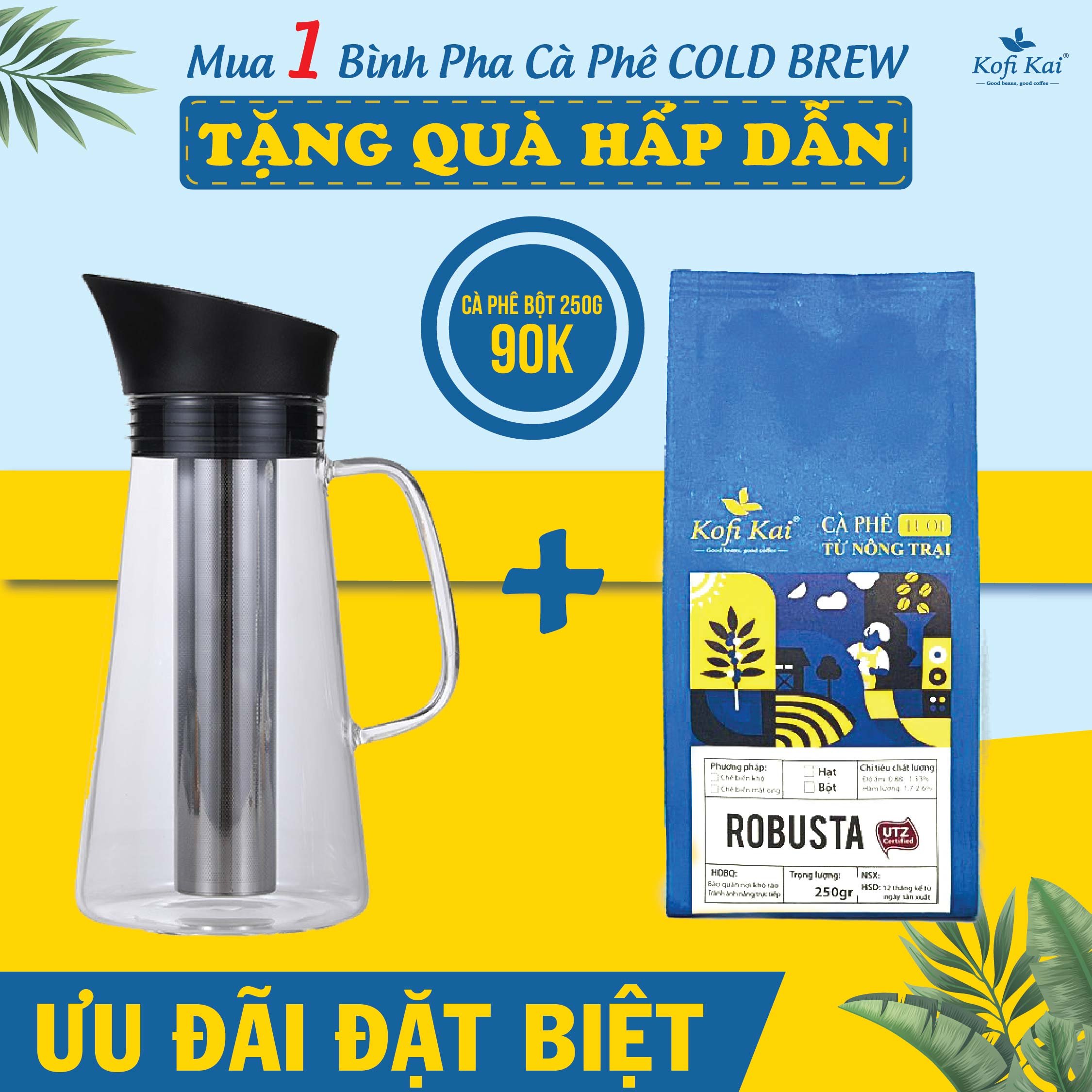 Bình pha cà phê cold brew 1200ml