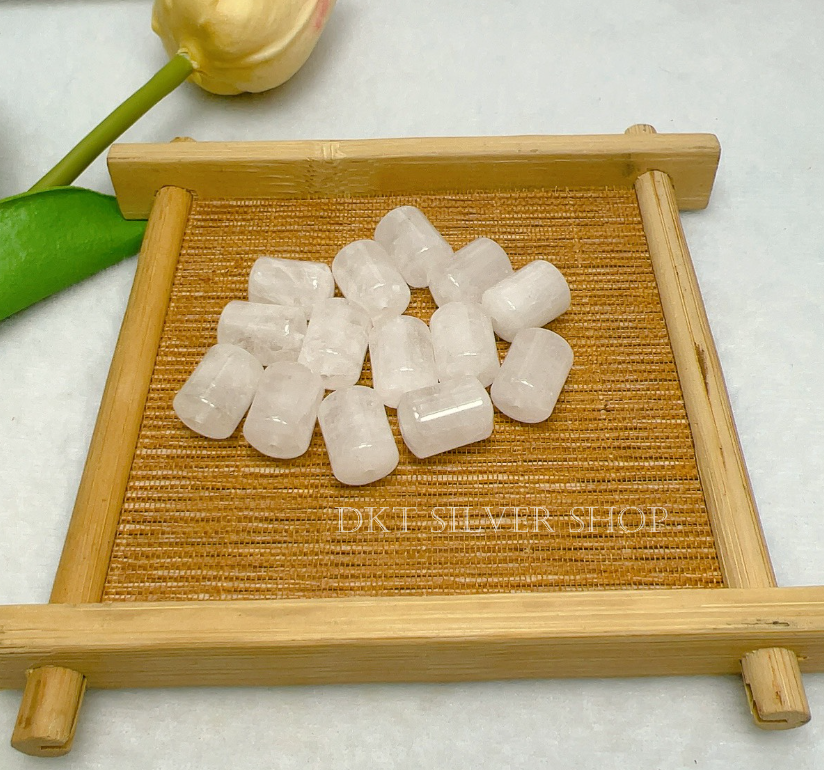 Lu thống đá thạch anh trắng 10x14mm dùng làm đồ trang sức - Mix vòng tay-vòng handmade