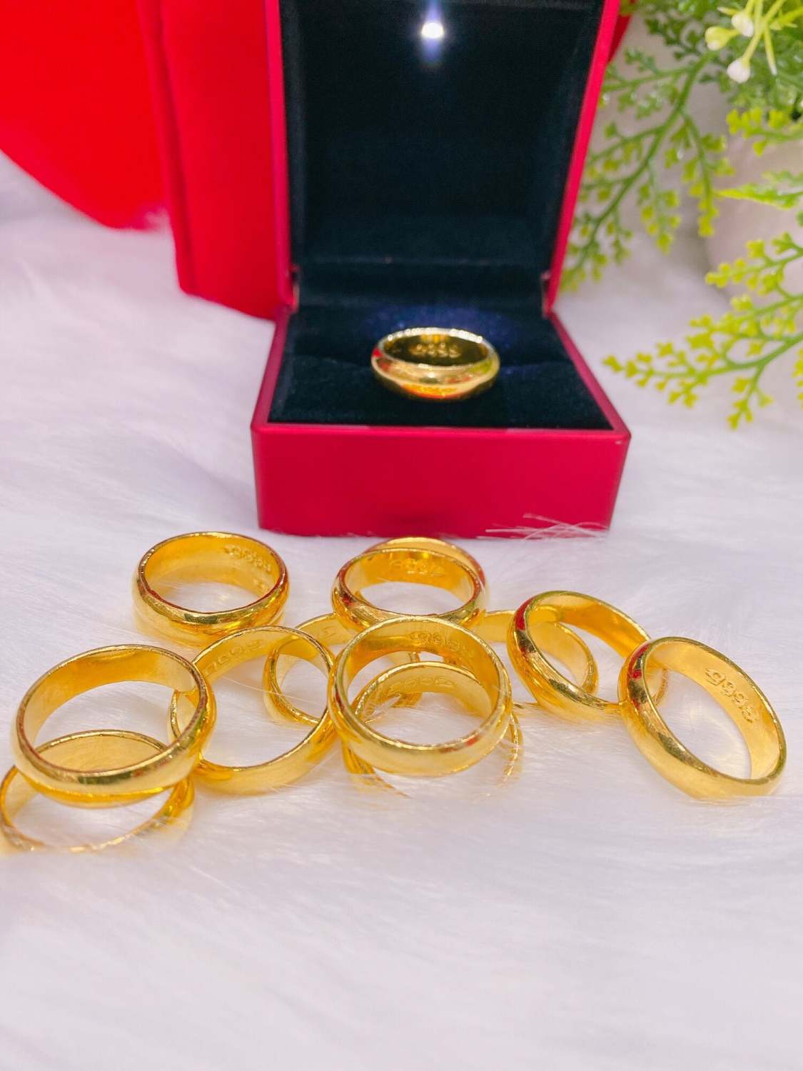 Nhẫn trơn 3 chỉ mạ vàng 24k xi cao cấp mẫu mới siêu bền màu nhẫn có khắc 4 số 9