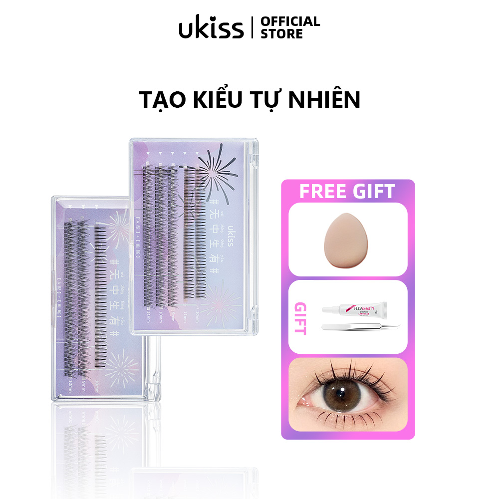 Ukiss lông mi chùm riêng lẻ 120 chiếc/200 chiếc lông mi giả tự làm 3d ghép trang điểm chuyên nghiệp 9mm 10mm 11mm để nối mi lông mi giả tab