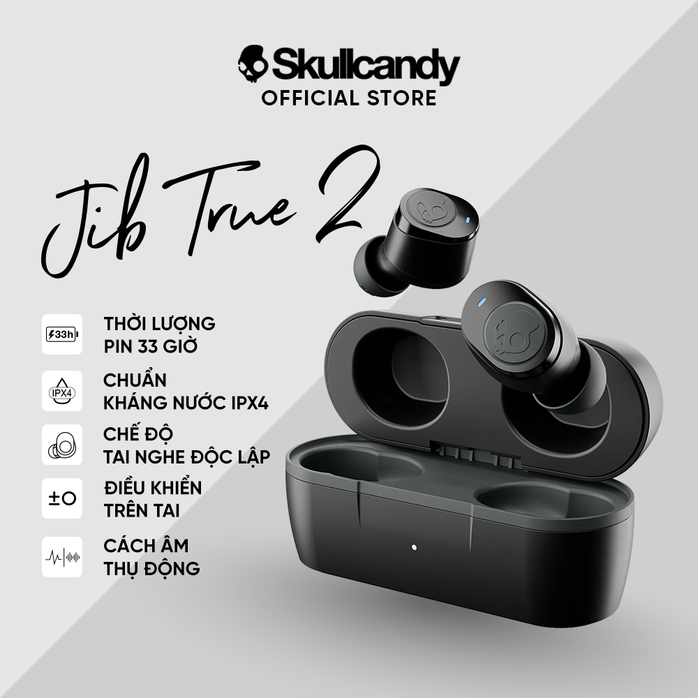 Tai nghe bluetooth nhét tai không dây,kết nối đa thiết bị,xuyên âm skullcandy jib true 2-bảo hành 1 năm