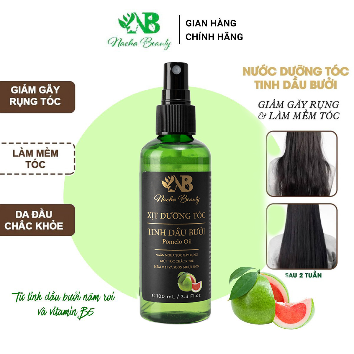 [HCM]Dưỡng tóc tinh dầu vỏ bưởi Pomelo Nacha Beauty 100ml