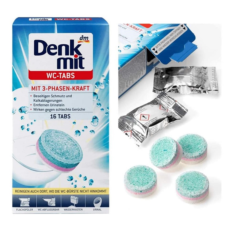 Viên thả bồn cầu denkmit, Viên vệ sinh bồn cầu, Viên vệ sinh bồn cầu giá rẻ, hàng xách tay đức, Diệt khuẩn loại bỏ cặn bả