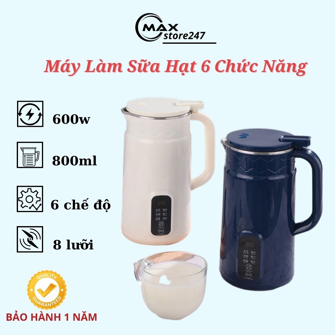 Máy làm sữa hạt xutaotao dung tích 800ml, máy xay nấu đa năng nấu sữa đậu nành, nấu cháo cho bé, máy xay hạt đa năng