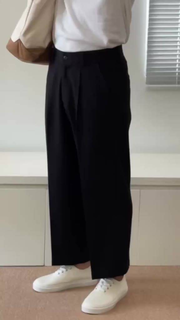 Quần ống rộng noir wide pants