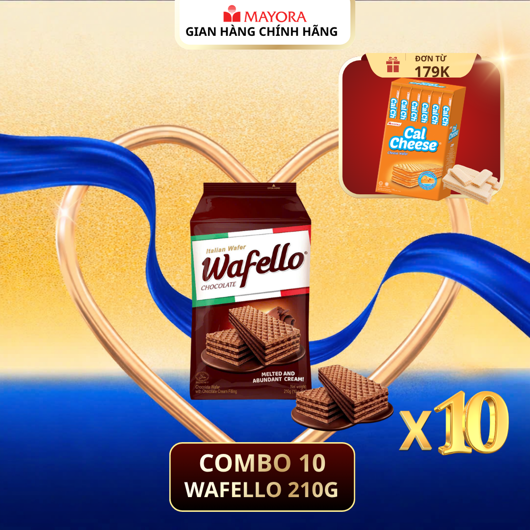 Combo 10 Bánh Xốp Wafello Chocolate Túi 210G