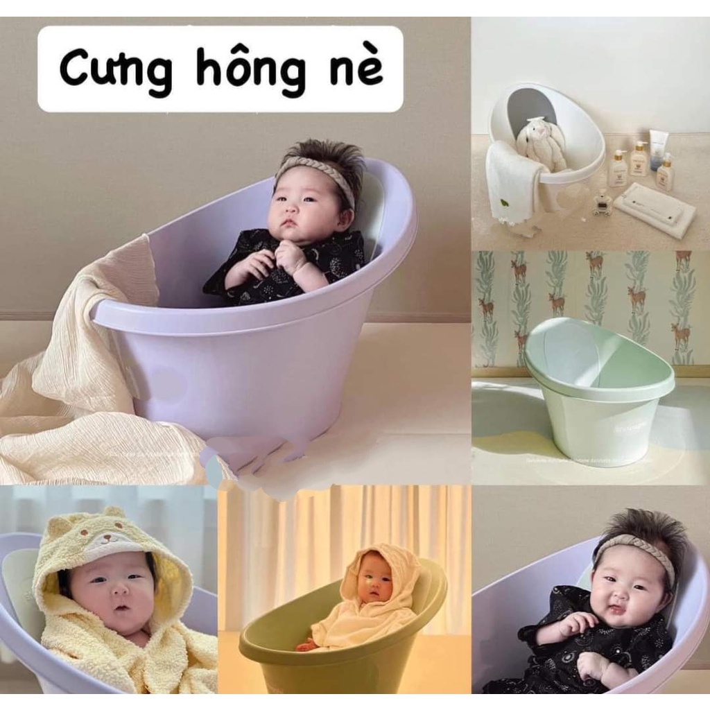 Chậu tắm - Thau tắm cho bé có ghế ngồi Việt Nhật. Thau tắm Oval Hokori