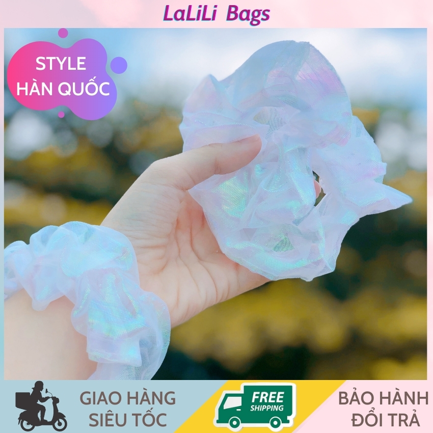 Cột tóc Scrunchies Hologram trong suốt LALILI BAGS - Cột tóc nữ Hàn Quốc