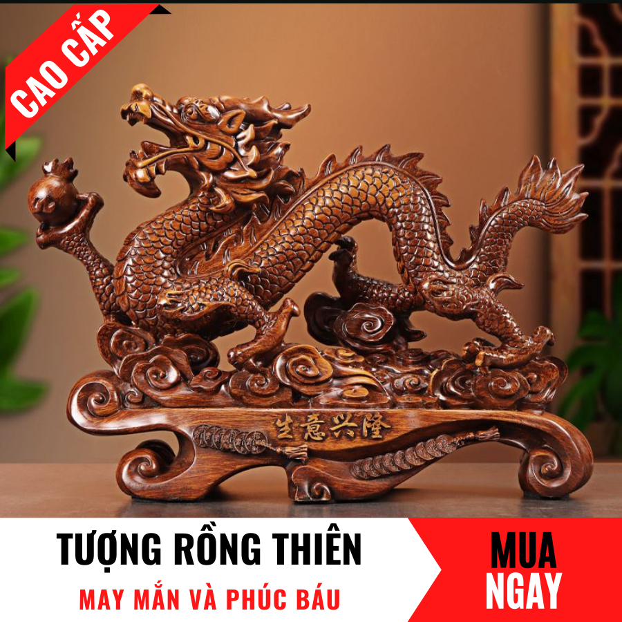 Tượng rồng con giáp may mắn trang trí phong thủy cao 29cm