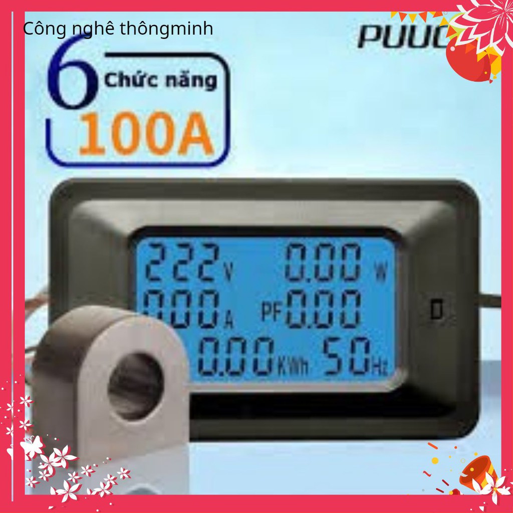 Máy đo điện áp cường độ dòng điện công suất công tơ điện tử PUUCAI ampe kế vôn kế 100A 6 trong 1 - Đồng hồ điện tử PUUCA
