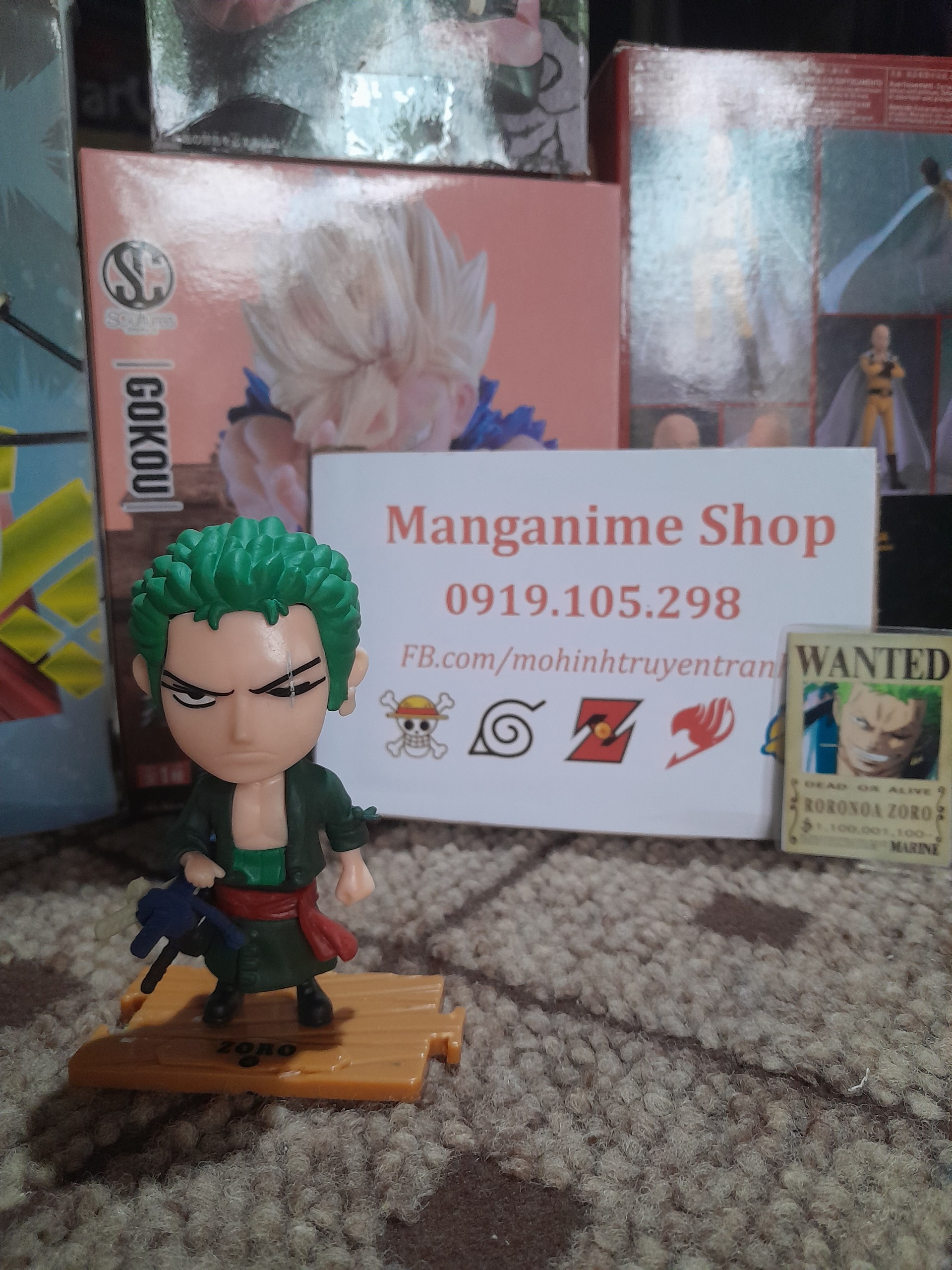 Mô hình Zoro chibi onepiece figure tặng kèm thẻ truy nã