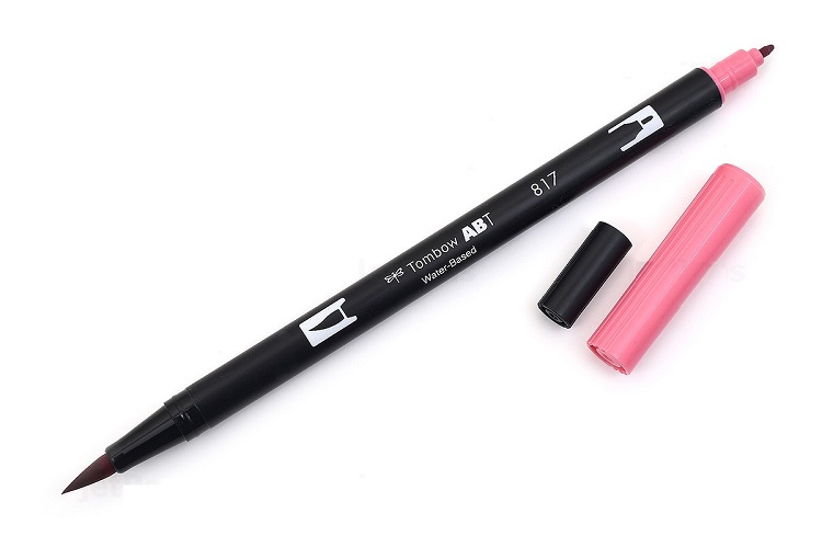 Bút lông đầu cọ viết calligraphy Tombow ABT Dual Brush Pen - 817 - Màu hồng