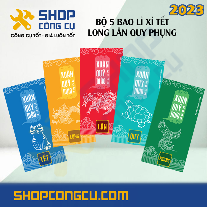 Bộ 5 bao lì xì tết 2023 long lân quy phụng blx001