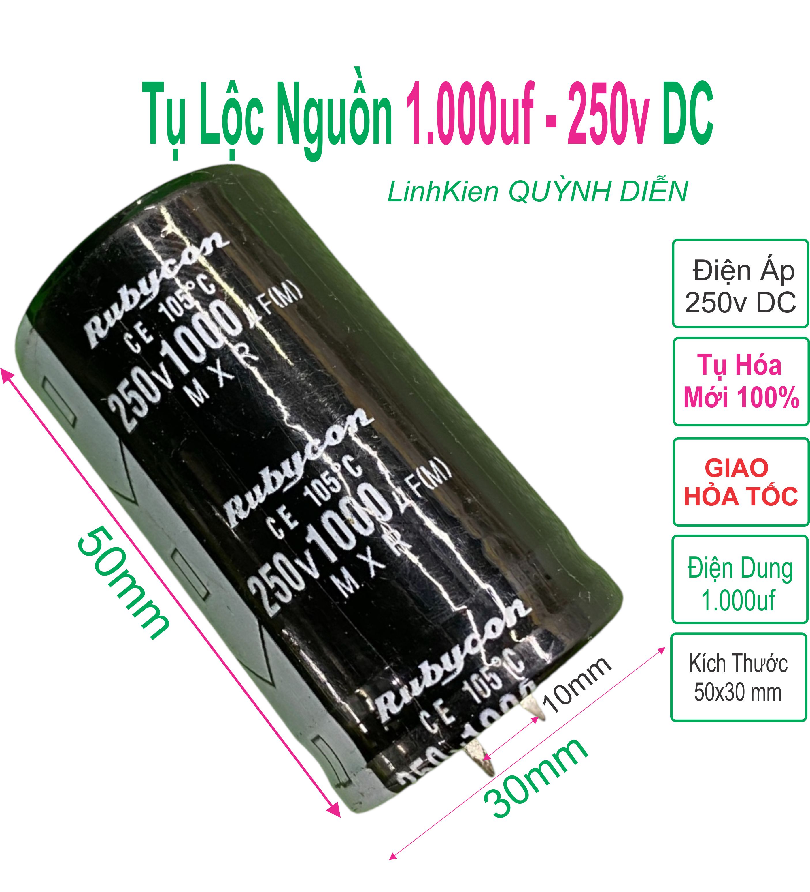 Tụ lộc nguồn tụ hóa 1000uf 250v